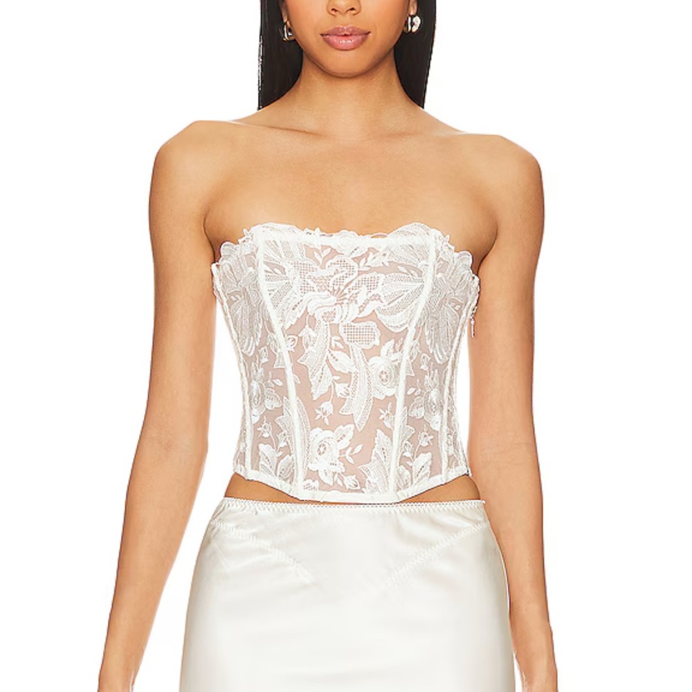 White Lace Bandeau Intimates with Floral Patterns